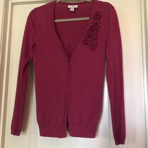 LOFT v neck cardigan with flower detail